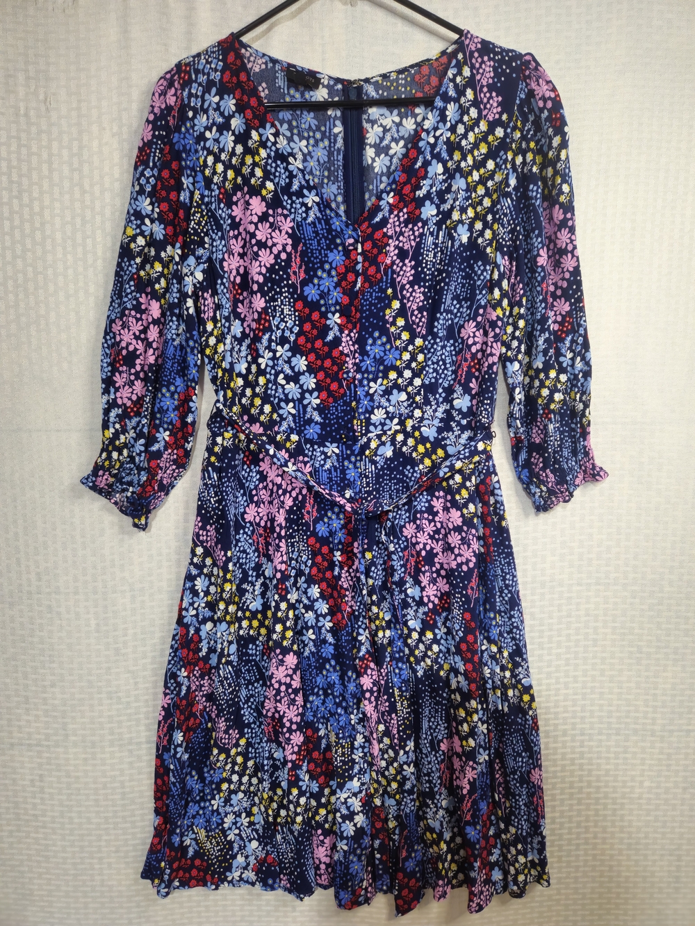 Talbots Navy Floral Button-Front Midi Dress Size 12p - Picture 2 of 13